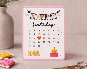 Birthday Calendar Card Printable Template