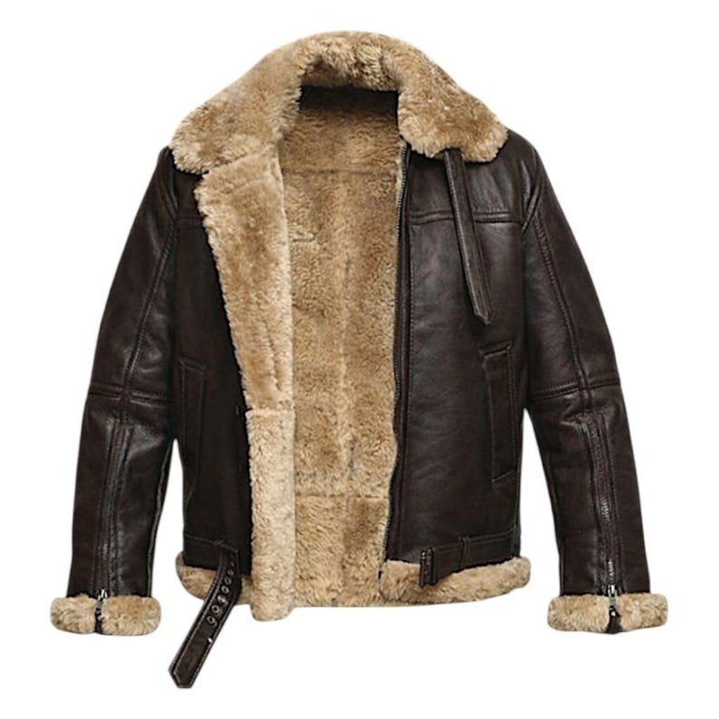 B3 Bomber Shearling Jacket | RAF Aviator Pilot Winter Flying Coat| Mens Leather Jacket image 1