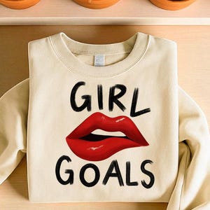 Girl Goals Feminist Art: Red Lips PNG SVG (Digital Download