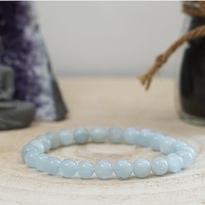 Aquamarine Bracelet – Natural Stone – Lithotherapy – Gift for Women/Men – 6mm 8mm Beads