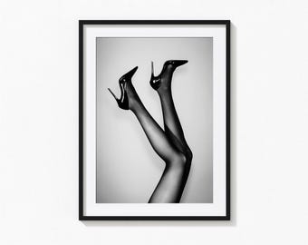 High Heels Print, Luxury Fashion, Fashion Woman Black and White Wall Art, Vintage Print, Photography Prints, Museum Quality Photo Art Print