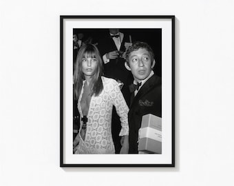 Jane Birkin and Serge Gainsbourg Print, Fashion Black and White Wall Art, Vintage Print, Photography Prints, Museum Quality Photo Print
