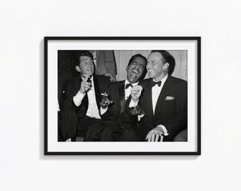 Rat Pack-Kunstdruck mit Dean Martin, Sammy Davis und Frank Sinatra – Schwarz-Weiß-Wandbild, Vintage-Druck, Fotodruck in Museumsqualität