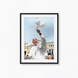 Pope Francis & The Dove of Peace Print, Pope Francis Wall Art, Catholic Wall Art, Photography Prints, Museum Quality Photo Art Print