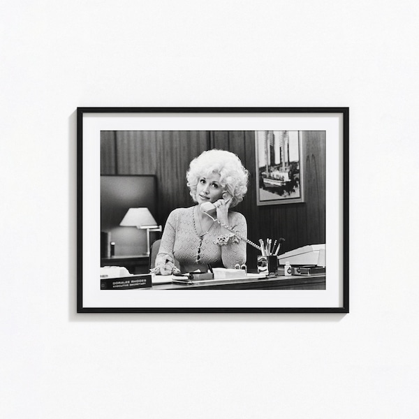 Dolly Parton 9 to 5 Print, Dolly Parton Music Black and White Wall Art, Vintage Print, Photography Prints, Museum Quality Photo Art Print