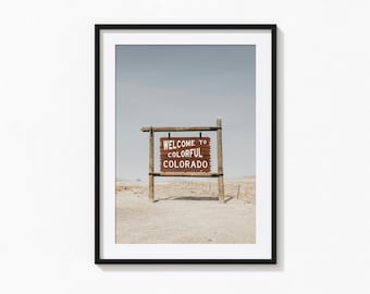 Welcome to Colorful Colorado Print, Colorado Sign Wall Art, Vintage Print, Photography Prints, Museum Quality Photo Print