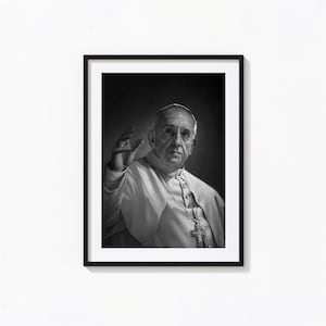 Pope Francis Print, Pope Francis Black and White Wall Art, Catholic Religious Wall Art, Photography Prints, Museum Quality Photo Art Print