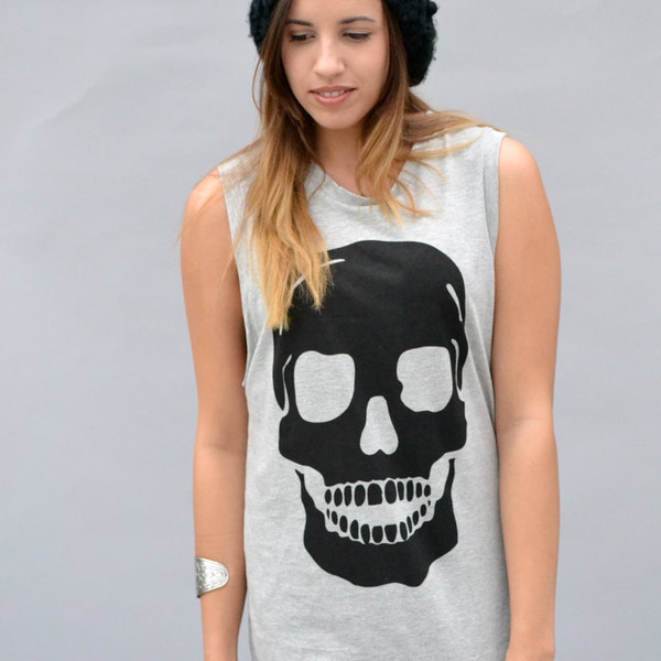 Muscle tank Skull print oversized tank