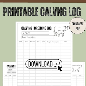 Printable Calving Record Sheet for Cattle Farmers – Minimal Ink Homestead Livestock Tracker PDF, 8.5x11 Instant Download, Calf tracker