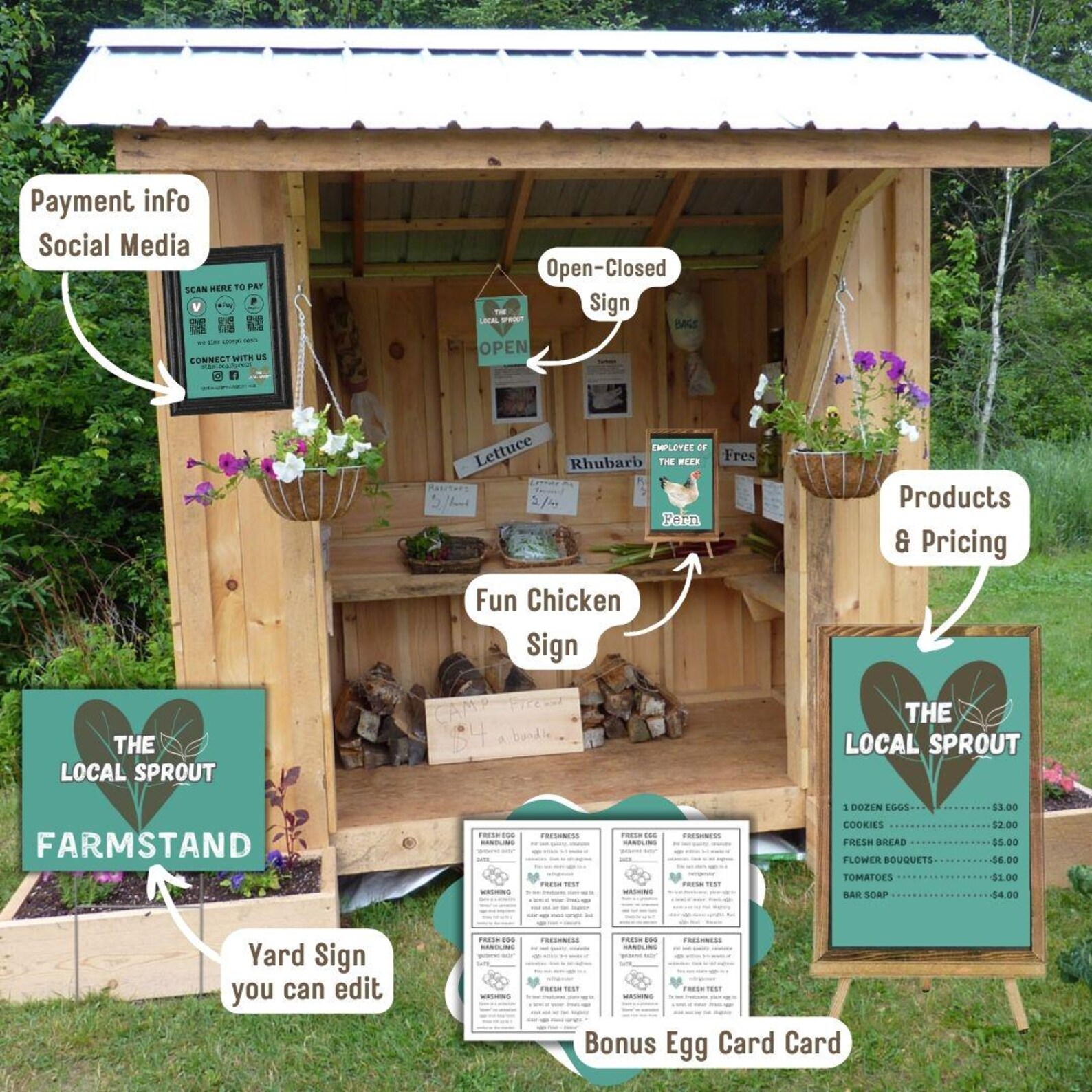 Farm Stand Sign Bundle | Produce Price Tags, QR Code Payment Signs ...