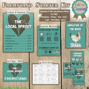 Farm Stand Sign Bundle | Produce Price Tags, QR Code Payment Signs, Vendor Booth Display, Farmers Market Printable Kit, Editable Yard Sign