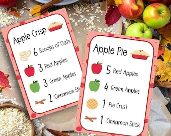 Apple Pie & Apple Crisp Sensory Bin Cards for Toddlers, Fall Activity Autumn Play, Digital Download