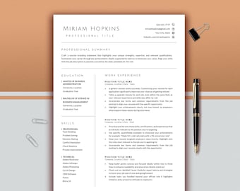 Minimalist Resume Template | Professional CV Design (Digital Download)