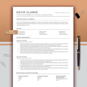 ATS-vänlig CV-mall | Modernt, minimalistiskt CV (direkt nedladdning)