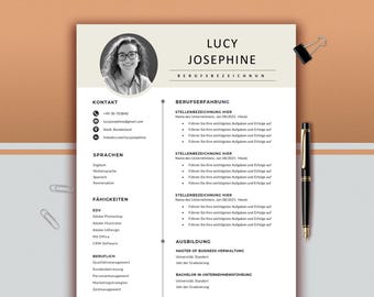 Modern German Resume Template | Cover Letter, References (Digital Download)
