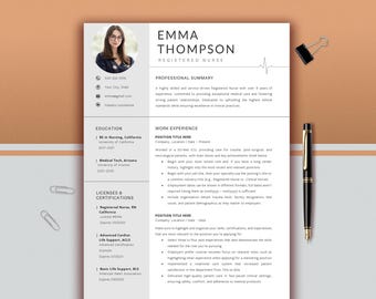 Modern Nurse Resume Template | RN, New Grad (Digital Download)