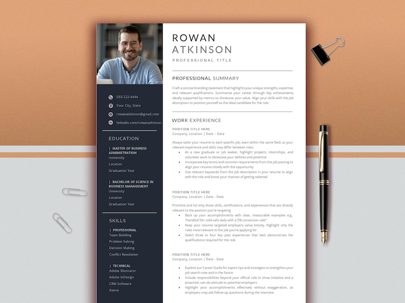 Modern Resume Template for Word & Pages | Professional CV Design ...