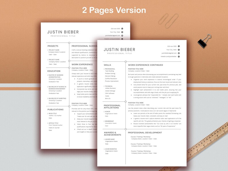 Modern Resume Template, Cover Letter and References (word & Mac Pages ...