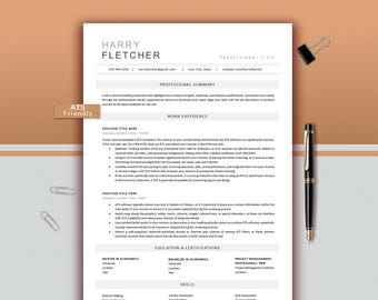 Professional Resume Template, Cover Letter, Reference (Digital Download)