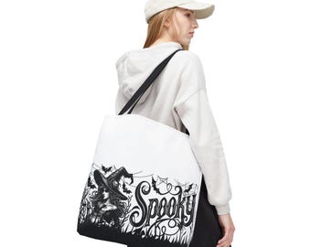 Spooky Witch Halloween Tote Bag: Reusable Trick or Treat Shoulder Bag