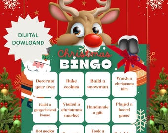 Christmas Bingo Game | Printable Holiday Activity for Kids & Adults | 25 Unique Cards | Classroom Party Fun | Instant Download