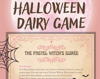 Pink Halloween Solo RPG | Pastel Witch Journaling Game | Cozy Print and Play TTRPG PDF | Coquette Aesthetic Storytelling Prompts