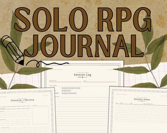 Solo RPG Journal | Universal Character Sheet & Session Log | Printable Companion Journal for Any Journaling RPG | Digital Download PDF