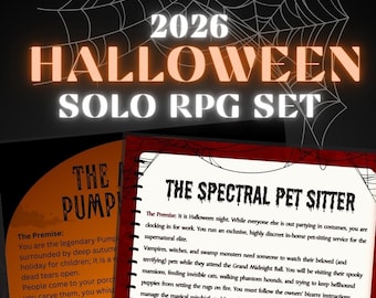 2026 Halloween Solo RPG Bundle | 2 Journaling Games Set | Cozy Horror & Autumn Folklore Print and Play TTRPG PDF | Storytelling Prompts