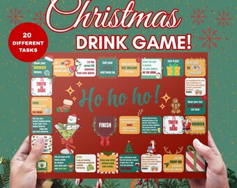 Printable Christmas Drinking Game | Adult Holiday Party Board Game | Funny Xmas Group Activity | Drunk Santa Game | Instant Download PDF