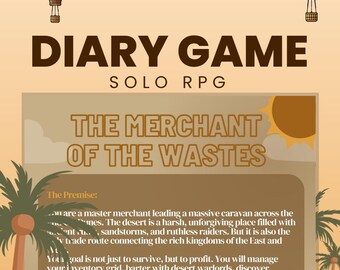 Fantasy Merchant Solo RPG | The Merchant of the Wastes | Desert Survival Journaling Game | Print and Play TTRPG PDF | Trading Gameplay