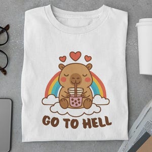 Kawaii Capybara T-Shirt - Cute Boba Tea Lover Gift, Funny Animal Shirt, Sarcastic Cute Graphic Tee