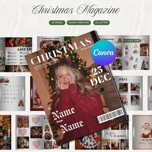 Editable Christmas magazine for family memories and holiday gifting, Personalized Christmas magazine for couples, family and holiday gift.