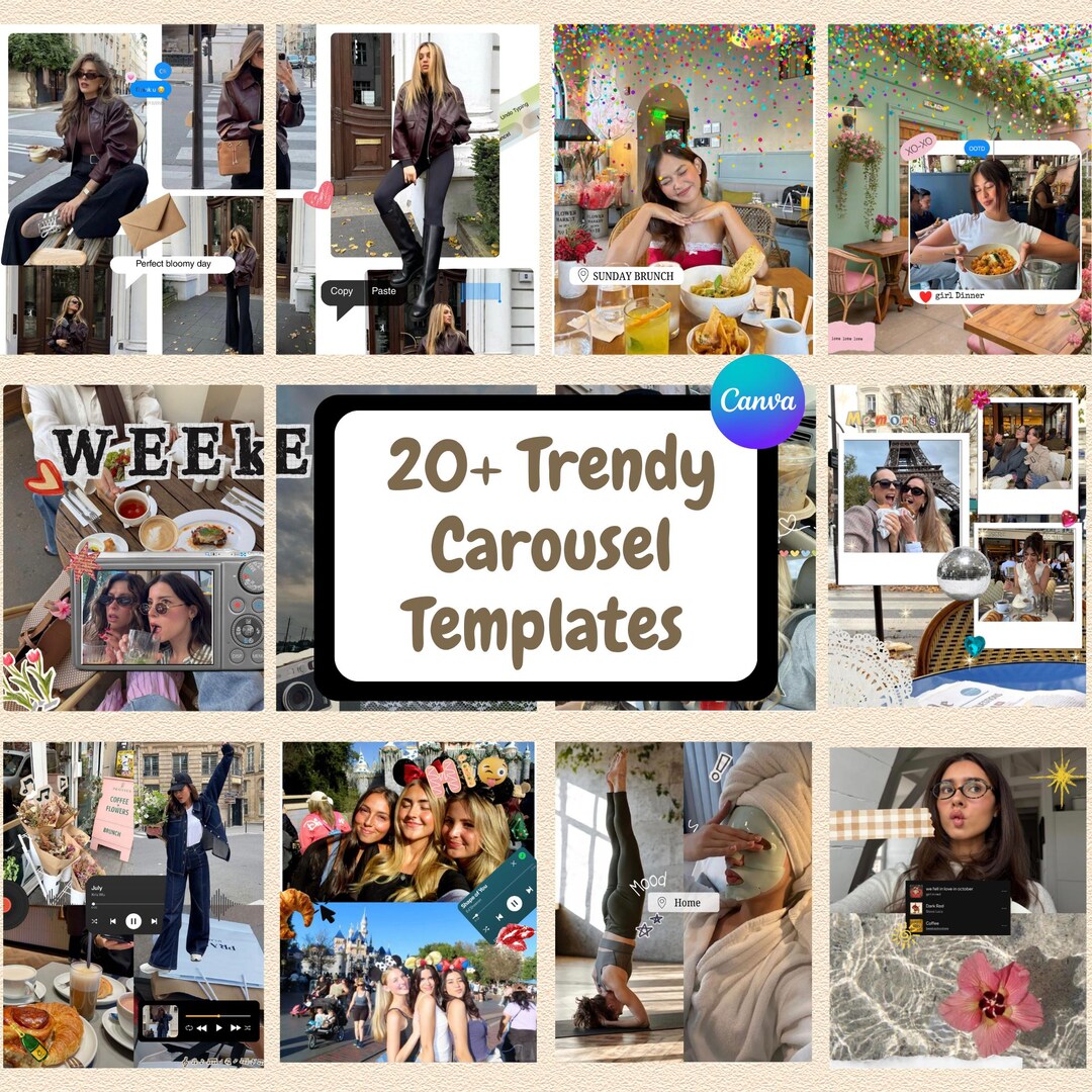 Trendy Instagram Carousel Canva Templates for Social Media Marketing ...