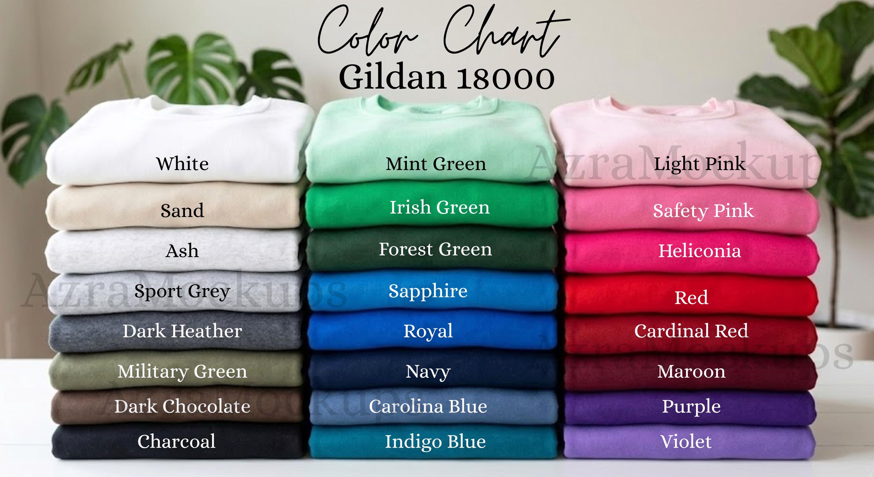 Gildan 18000 Color Chart Gildan 18000 Sweatshirt Color Guide Sweatshirt ...