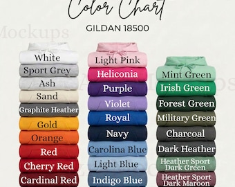 Tabla de colores Gildan 18500 Guía de colores para sudaderas con capucha Paleta de colores para sudaderas de mezcla pesada 18500 colores JPG Descarga instantánea Listado de impresión bajo demanda Imagen Printify