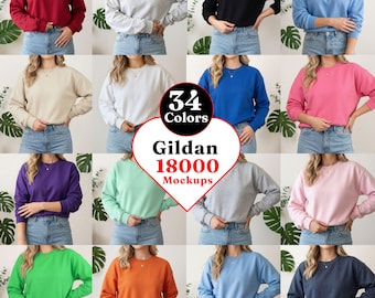 gildan 18000 sweatshirt mockup bundle G180 Crewneck Mockup Bundle Fall Winter G18000 Mocks G180 Mockup Bundle Instant Download