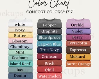 Comfort Colors 1717 Color Chart T Shirt Color Guide Garment Dyed Tee Color Palette Comfort Colors 1717 Colors JPG  POD Listing Mockup