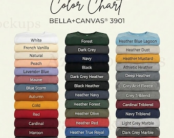 Bella Canvas 3901 Color Chart Sweatshirt Color Guide Fleece Crewneck Palette 3901 Colors JPG Instant Download POD Listing Image Printify