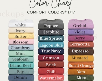Tabla de colores Comfort Colors 1717 Guía de colores para camisetas Paleta de colores para camisetas teñidas en prenda Comfort Colors 1717 Colores JPG POD Listado Maqueta