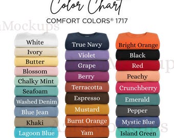 Tabla de colores Comfort Colors 1717 Guía de colores para camisetas Paleta de colores para camisetas teñidas en prenda Comfort Colors 1717 Colores JPG POD Listado Maqueta
