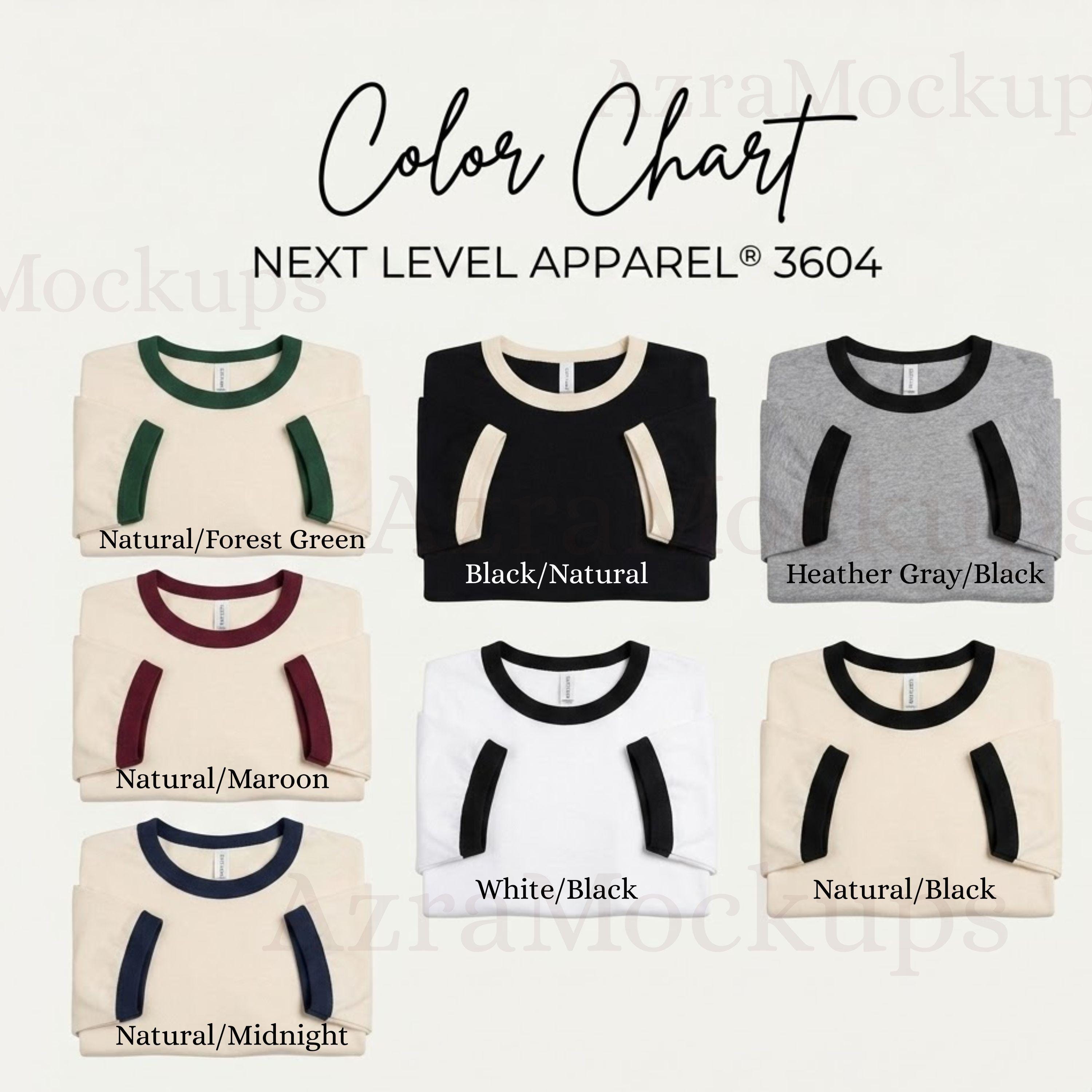 Next Level 3604 Color Chart Ringer Sweatshirt Color Guide Two Tone ...