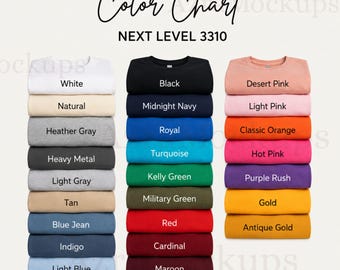 Tabla de colores Next Level 3310 Guía de colores de camisetas de algodón para jóvenes NL3310 Colores Descarga instantánea Listado de impresión bajo demanda Imagen Printify Printful