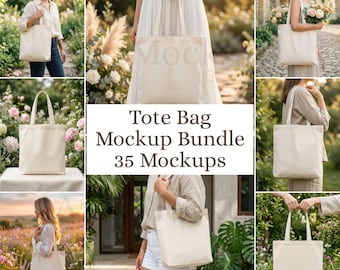 Paquete de maquetas de bolsos tote beige (35 imágenes) Maqueta de bolso tote de lona natural Maqueta de bolso tote de estilo de vida JPG Fotos de listados de Etsy Paquete de maquetas de bolsos tote
