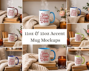 Paquete de maquetas de tazas negras, maquetas de tazas de café negras de 11 oz y 15 oz, maquetas de tazas para impresión bajo demanda (POD), maquetas de tazas para Printify Printful, descarga digital instantánea.