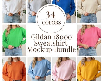 gildan 18000 sweatshirt mockup bundle G180 Crewneck Mockup Bundle Fall Winter G18000 Mocks G180 Mockup Bundle Instant Download
