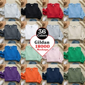 Gildan 18000 Mockup-Bundle, 36-Farben-Sweatshirt-Flatlay, Crewneck-Mockup-Bundle, Digitaler Download, POD-Mockup, Etsy-Verkäufer-Mockup