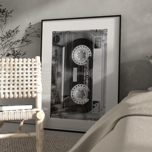 Black And White Retro Cassette Digital Print Mix Tape Music Wall Art Vintage Trendy Decor Aesthetic Bedroom Poster 80s Bar Cart Print