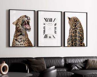 Retro Leopard Wall Art Set – 6 Trendy Posters, Y2K Fashion Decor, Trendy Leopard Print, Aesthetic Dorm & Apartment Decor, Leopard Wall Art