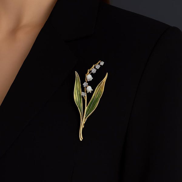 Lily of the Valley Gold  Brooch