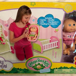NOS NIB Vintage Cabbage Patch Play Set/Doll, Crib, Stroller, Carrier